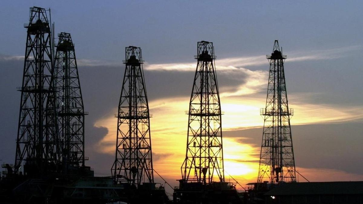 Oil rigs near Cabimas, Venezuela.