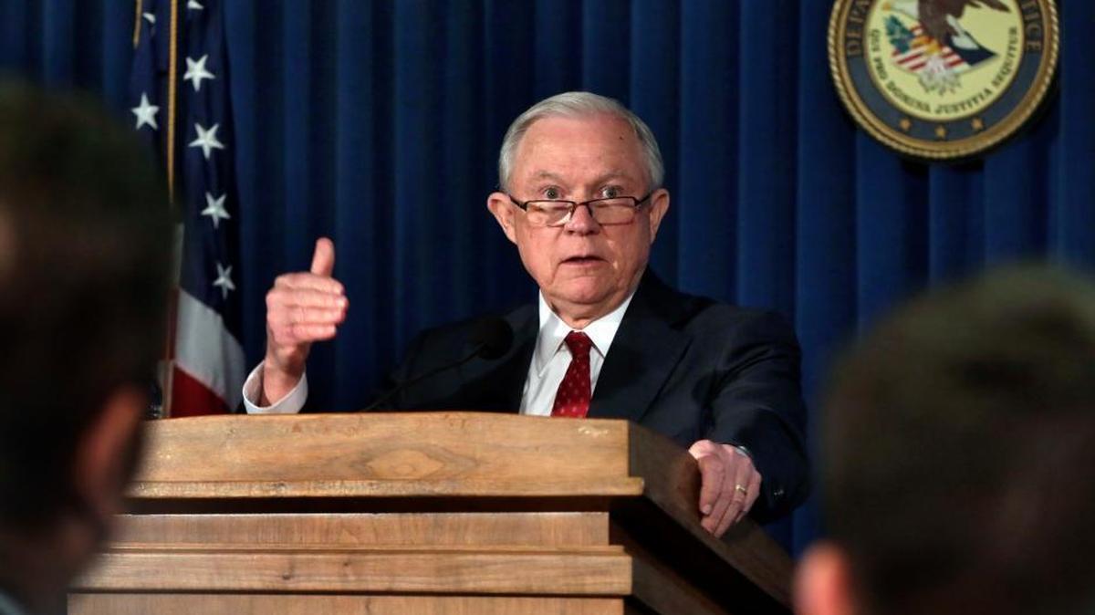 U.S. Attorney General Jeff Sessions delivers remarks at the U.S. Attorney's Office for the Southern District of New York on Nov. 2.