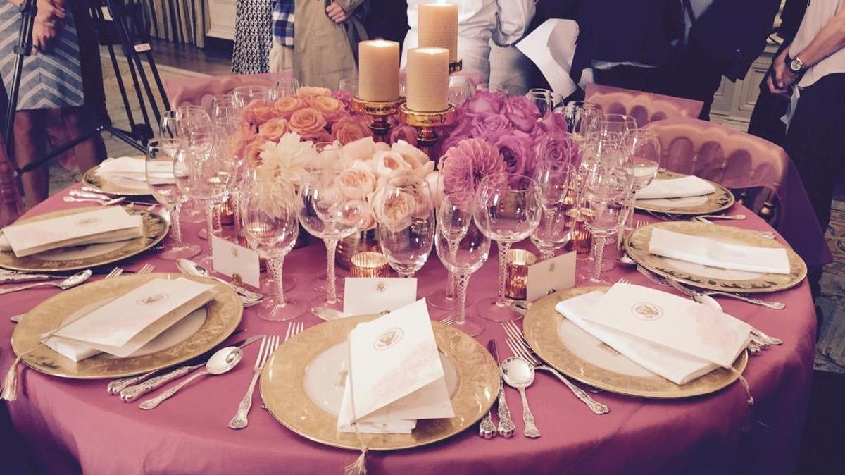 
The dishes for the state dinner of China at the White House.
