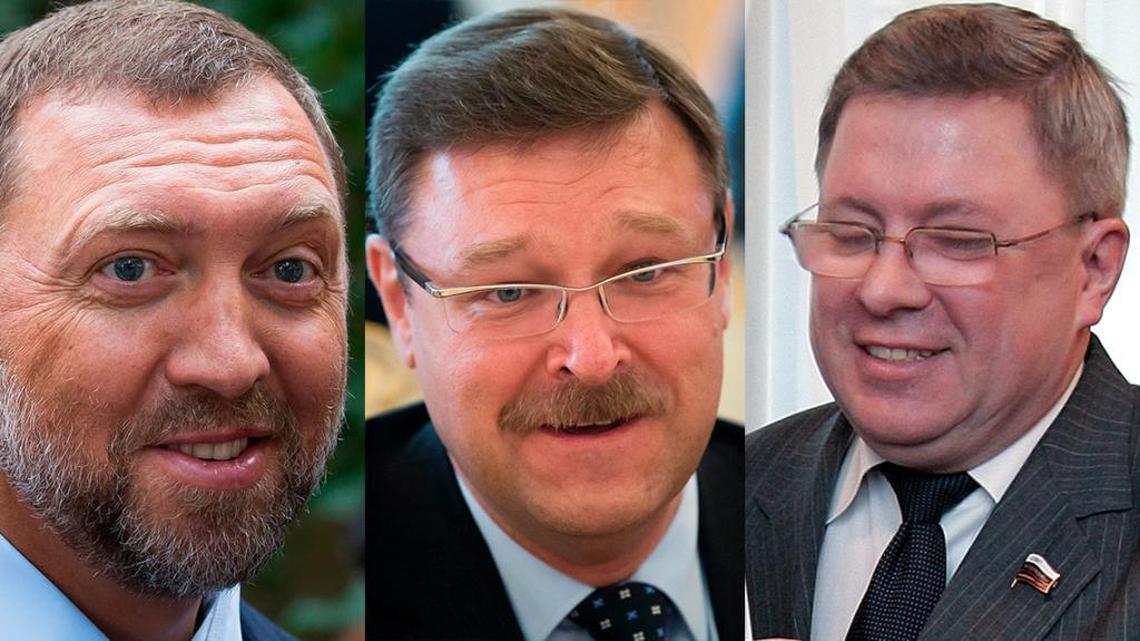 From left, Russian oligarch Oleg Deripaska, parliament member Konstantin Kosachev and banker Alexander Torshin, shown here in file photos, were among Russians sanctioned by the Trump administration.