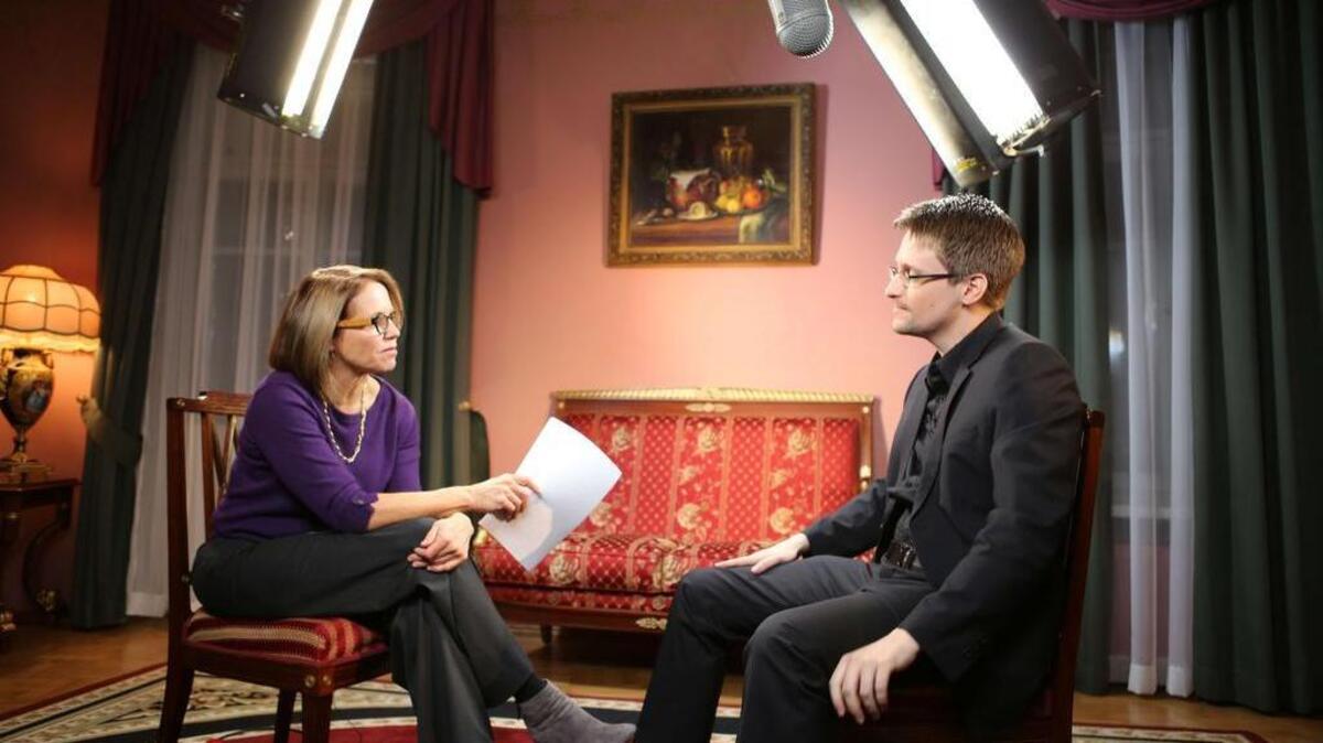 Katie Couric interviewed NSA whistleblower Edward Snowden in Moscow.