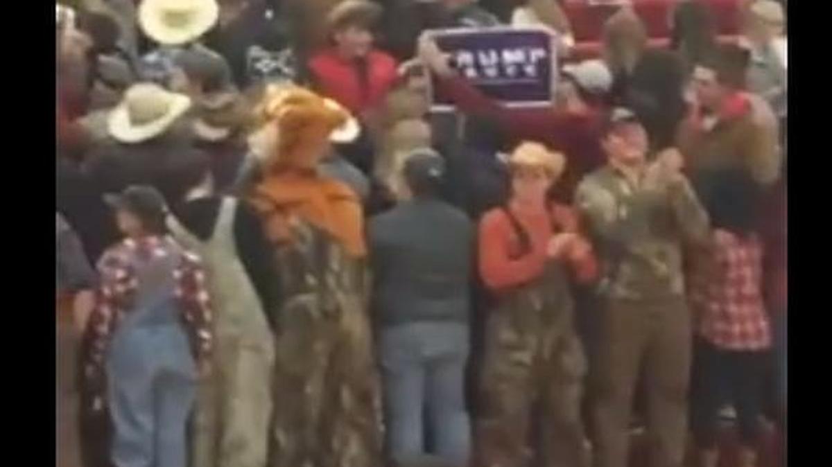 Toniaa Lakylia Nunn posted this video on Facebook that showed a Trump sign being displayed in the Warrensburg student section as the Center boys basketball team was introduced on Monday night.