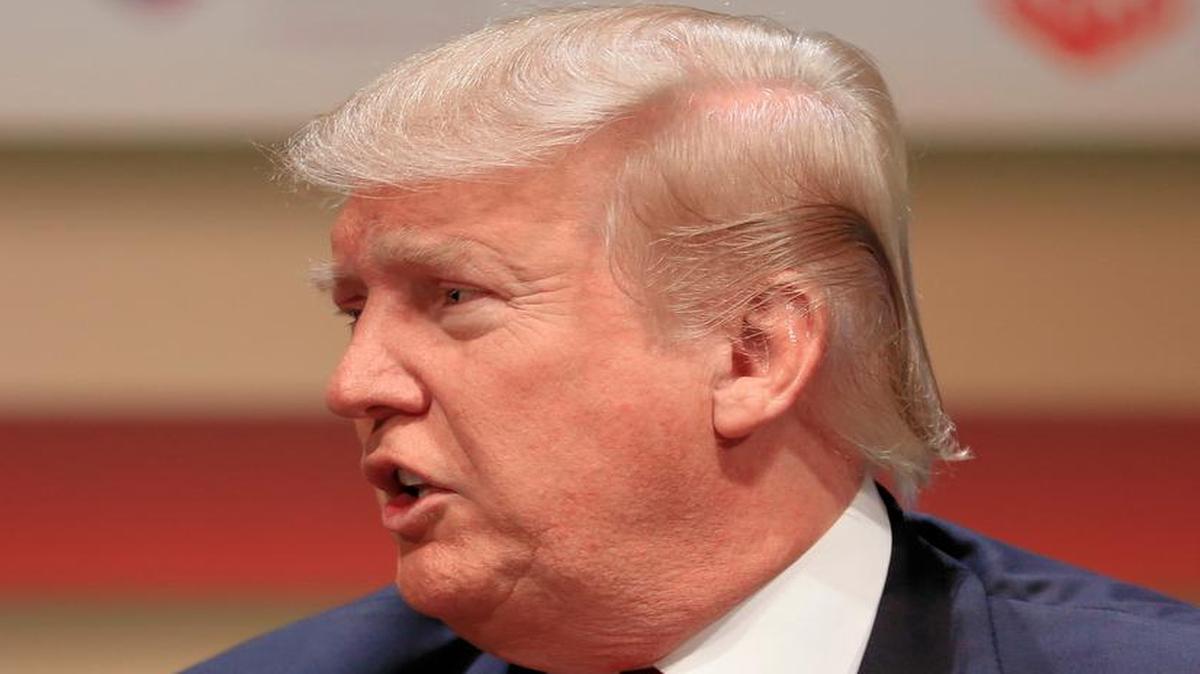 
Republican presidential candidate Donald Trump speaking at the Family Leadership Summit in Ames, Iowa, on July 18, 2015. 
