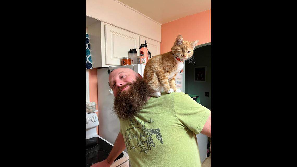 Travis Stepon is shown in this photo with Luckee.