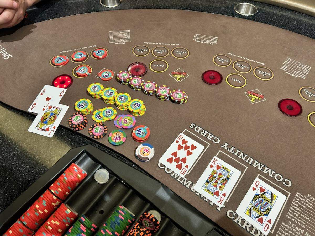 The gambler won with a royal flush.