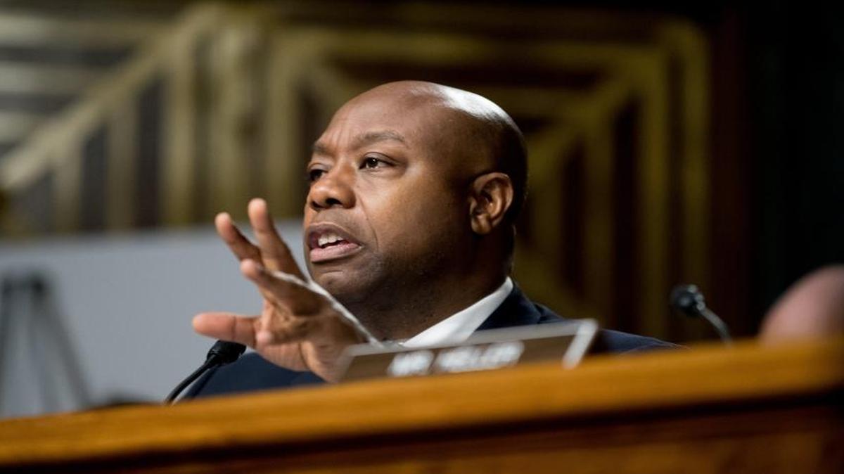 Sen. Tim Scott, R-S.C., questions Federal Reserve Chair Janet Yellen as she testifies in front of the Senate Banking Committee in Washington, Tuesday, Feb. 14, 2017.
