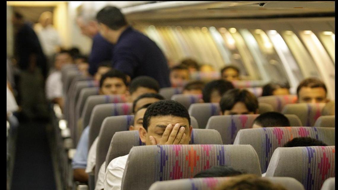 Honduran nationals aboard flight back to Tegucigalpa, Honduras, as part of the federal government’s detention removal operation.