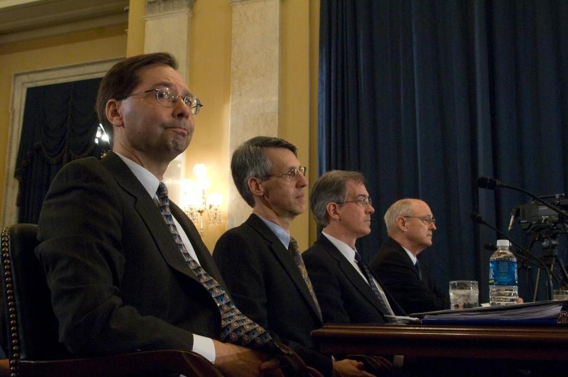 Hans von Spakovsky. left, sits at the Senate Rules Committee hearing to become a commissioner of the Federal Election Commission on June 12, 2007. After von Spakovsky’s two-year recess appointment as commissioner of the FEC ended in 2008, Senate Democrats blocked his nomination, alleging he exercised intense political bias while working in the Justice Department.