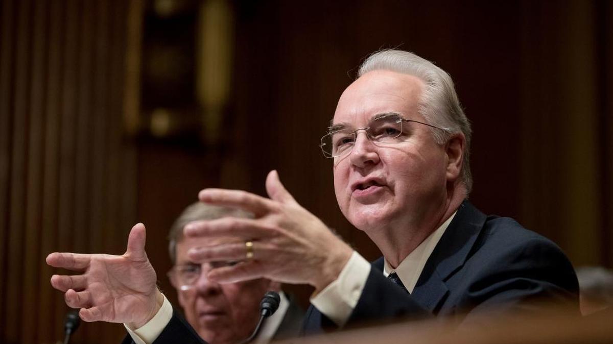 Health and Human Services Secretary Tom Price testifies on Capitol Hill in Washington, Tuesday, Jan. 24, 2017, at his confirmation hearing before the Senate Finance Committee. Price and the Trump administration are critical of the Congressional Budget Office, which will evaluate the GOP’s Obamacare repeal legislation this week. (AP Photo/Andrew Harnik)