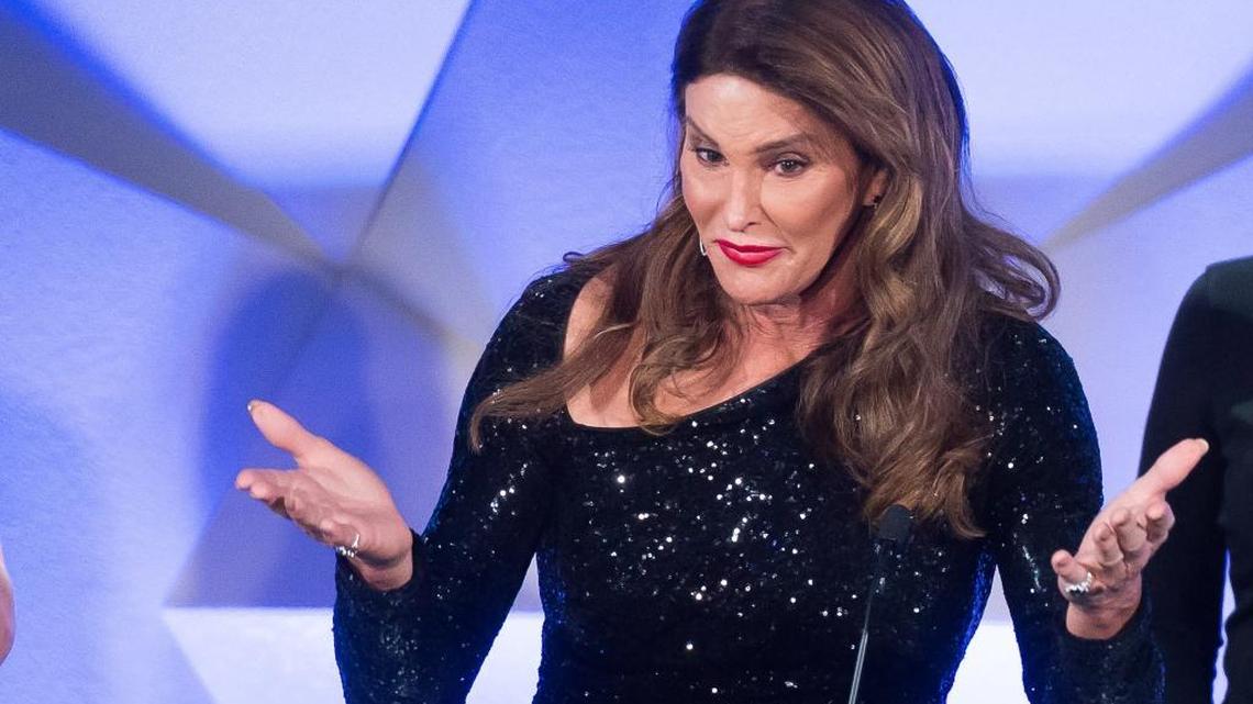 FILE - In this May 14, 2016, file photo, award recipient Caitlyn Jenner speaks during the 27th Annual GLAAD Media Awards in New York. During an appearance on HBO’s “Any Given Wednesday” Jenner is reported to be considering running for California governor if the effort to recall Gov. Gavin Newsom triggers a special election.