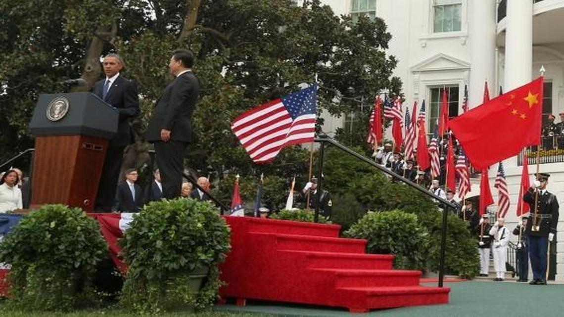 
President Barack Obama and Chinese President Xi Jinping Friday on the South Lawn of the White House. 
