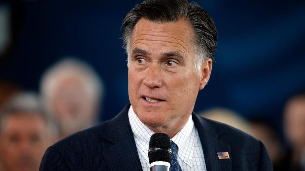 Former Republican presidential candidate Mitt Romney speaks during former Republican presidential candidate, Ohio Gov. John Kasich’s campaign stop on Monday, March 14, 2016. Romney, a onetime Trump critic, will return to Washington for a fundraiser.