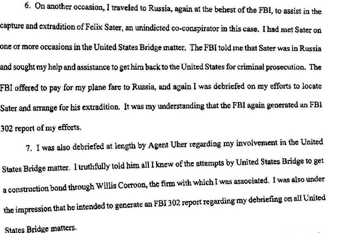 This snipped section of a 2000 court deposition of then-informant Lawrence Ray shows how FBI agent Gary Uher worked to bring Felix Sater back from Russia. Almost 20 years later they both were in Donald Trump’s orbit.
