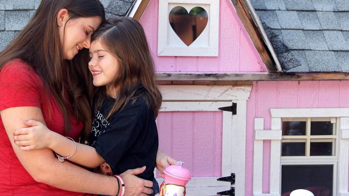 On Sunday, October 8, 2017 Valerie Bunt, 33, a young breast cancer survivor with her daughter, Alyssa, 8.