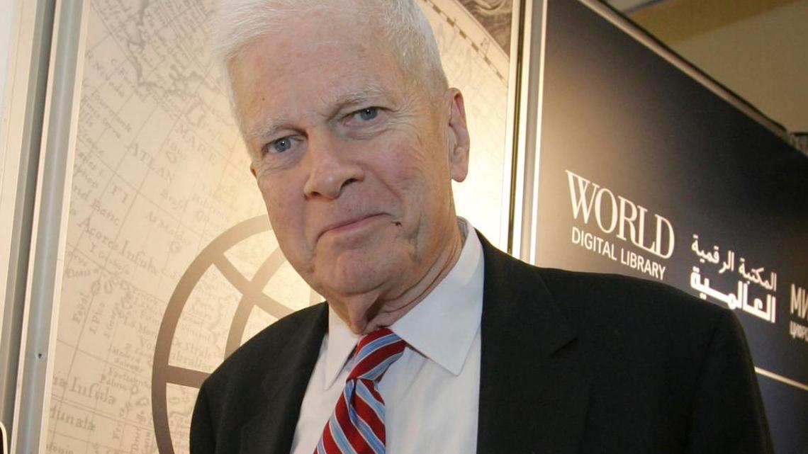 FILE - In this April 21, 2009 file photo, Librarian of Congress James Billington is seen in Paris. Billington, the librarian of Congress who led the world's largest library for three decades, has retired. The post will be filled by a presidential nomination with Senate confirmation.