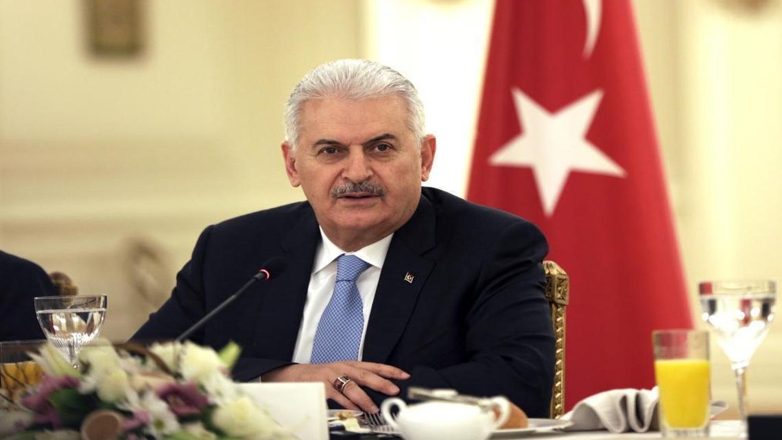 Turkish Prime Minister Binali Yildirim speaks to a group of foreign journalists in Ankara, Turkey, Thursday, March 9, 2017. Yildirim urged U.S. officials not to ignore his country’s objection to allowing a Kurdish Syrian militia a major role in efforts to liberate the Syrian city of Raqqa from Islamic State militants.