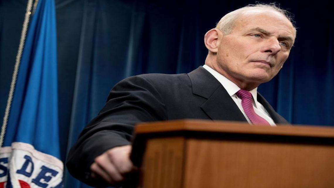 Homeland Security Secretary John Kelly pauses while speaking at a news conference at the U.S. Customs and Border Protection headquarters in Washington, Tuesday, Jan. 31, 2017, to discuss the operational implementation of the president's executive orders.