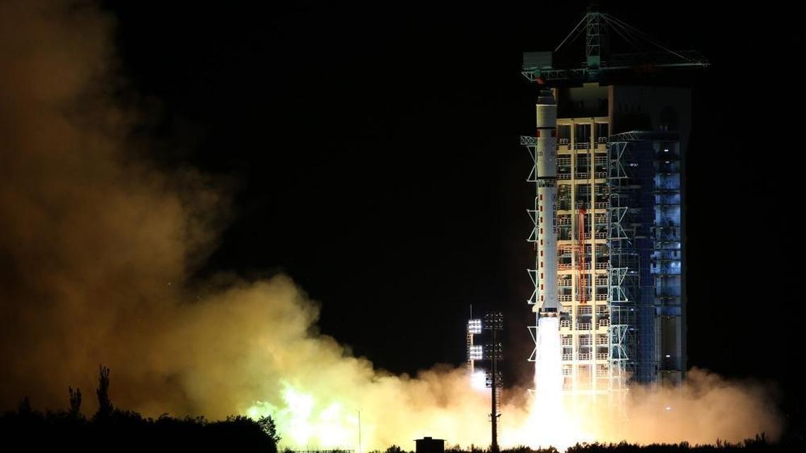 In this photo released by China's Xinhua News Agency, a rocket carrying the world's first quantum satellite lifts off from northwestern China's Gansu Province, on Aug. 16, 2016. China's creation of a quantum satellite system pushes forward its ability to send communications that are impenetrable by hackers.
