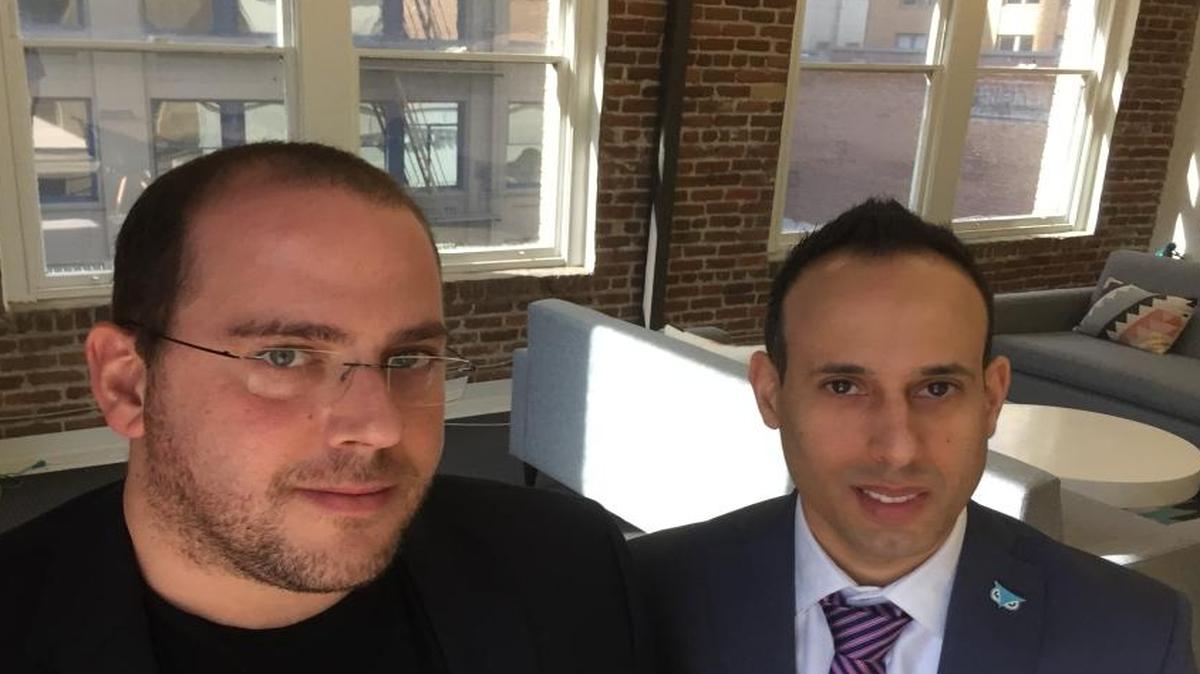 Chief technology officer Yonatan Striem-Amit, left, and cofounder Lior Div of Cybereason, a Boston cybersecurity firm. Both are veterans of Unit 8200 of the Israel Defense Forces.