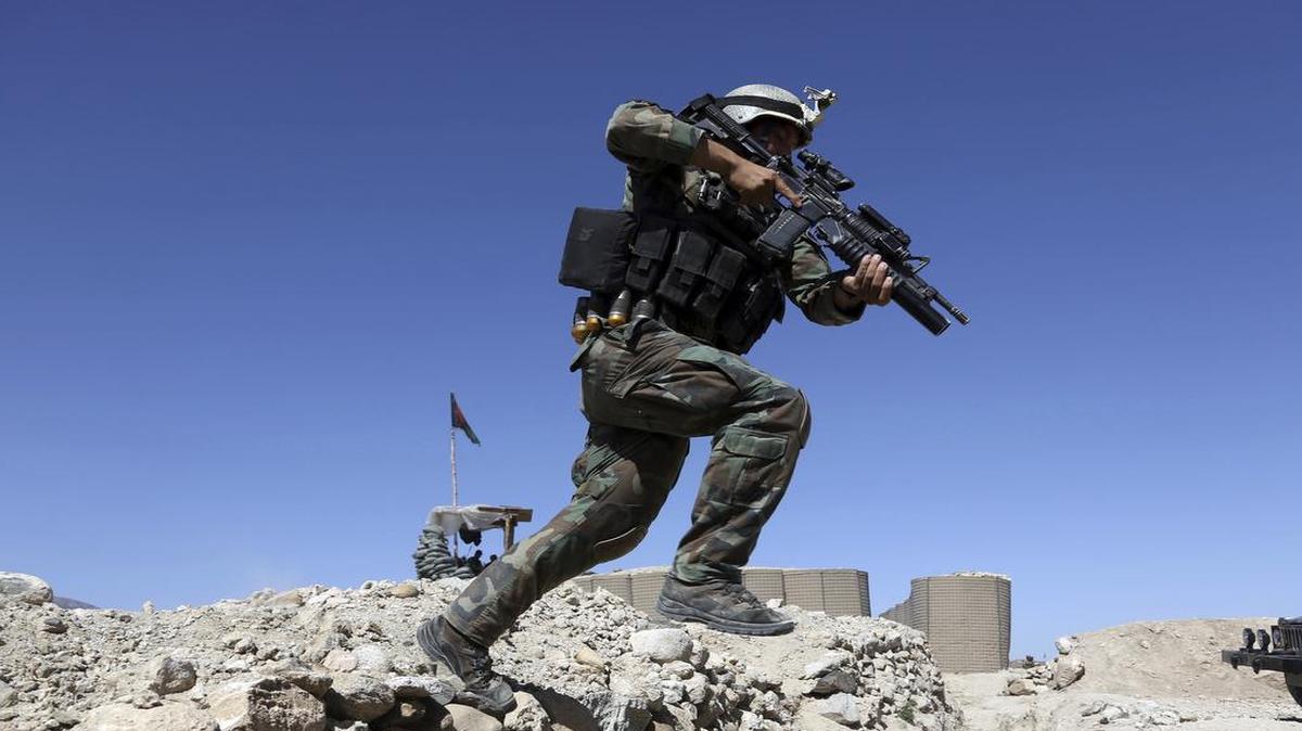 An Afghan commando in Pandola village April 14, 2017. Two U.S. troops killed this week in combat in Afghanistan were victims of friendly fire, the Pentagon said Friday.