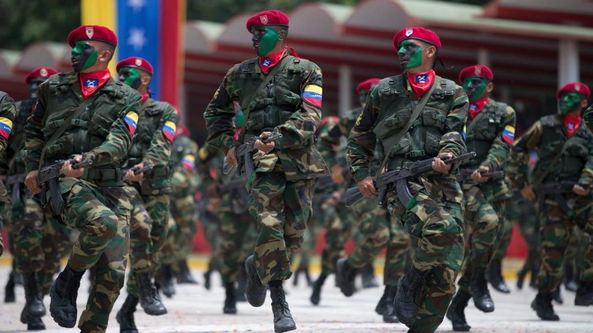 Soldiers march during a parade marking Venezuela's Independence Day in Caracas, Venezuela, on July 5, 2016. Venezuela is marking 205 years of independence.