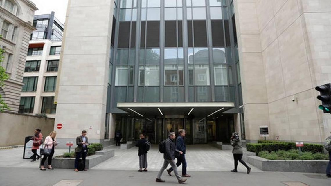 The main entrance of St Bartholomew’s Hospital in London, one of the hospitals whose computer systems were affected by a cyberattack, May 12, 2017. England was one of 150 nations hit by the large cyberattack.
