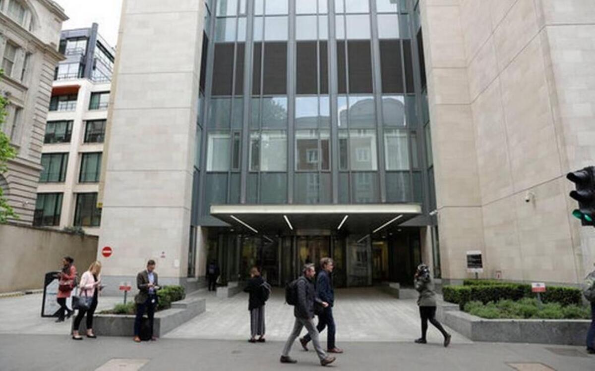 The main entrance of St Bartholomew’s Hospital in London, one of the hospitals whose computer systems were affected by a cyberattack, May 12, 2017. England was one of 150 nations hit by the large cyberattack.