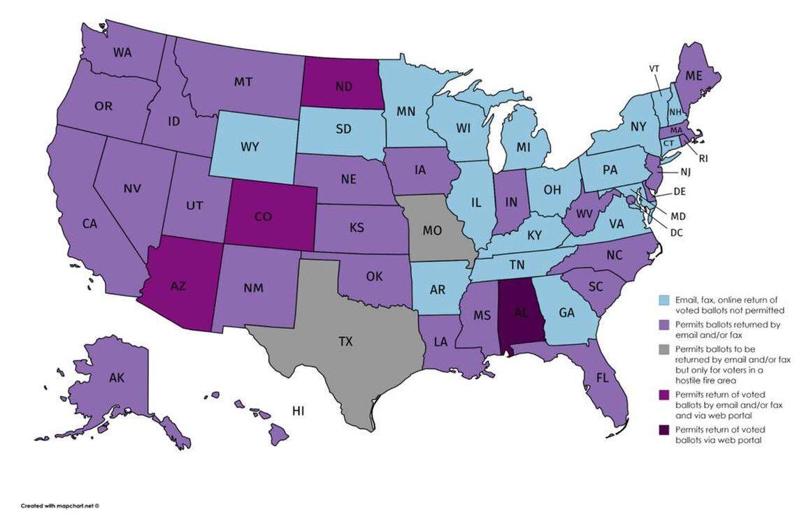 *Note: Washington and Alaska will now only allow email and fax voting by military and overseas voters