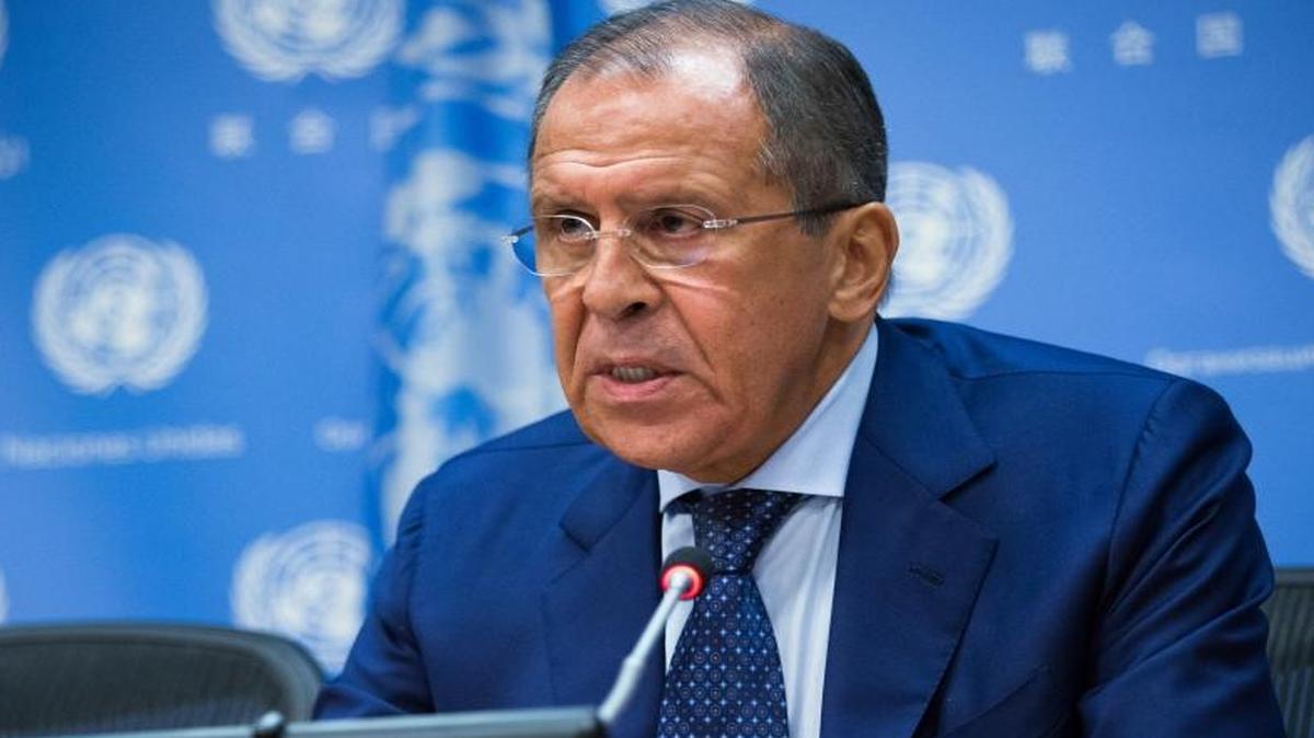 
Russian Foreign Minister Sergey Lavrov at a press briefing at the United Nations headquarters Thursday: ‘If it looks like a terrorist, it if acts like a terrorist, it it walks like a terrorist, if it fights like a terrorist, it’s a terrorist.’
