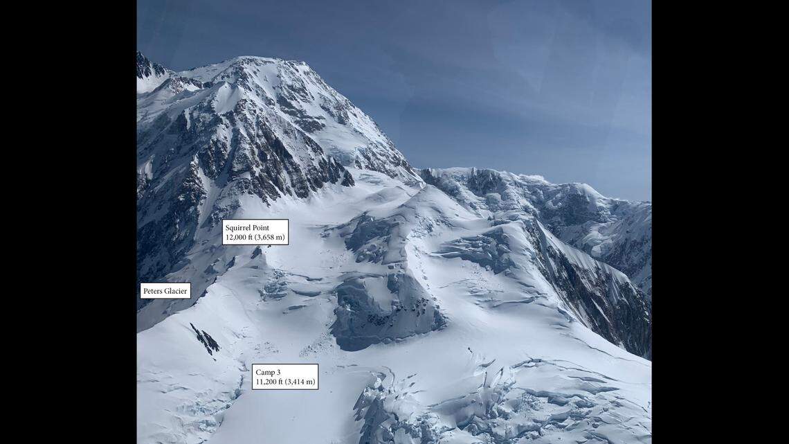 This photo of Mount McKinley shows where the climber fell at Squirrel Point, officials said.