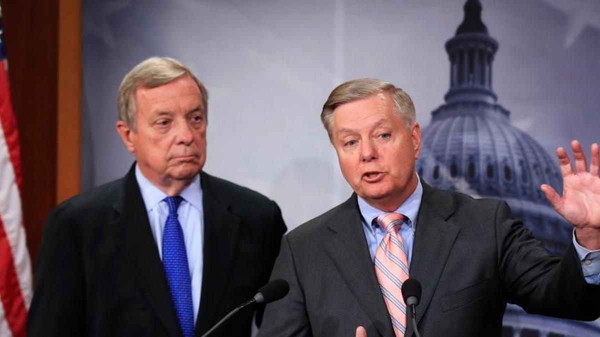 Sen. Lindsey Graham, R-S.C., right, and Senate Democratic Whip Dick Durbin of Illinois are among those seeking a consensus plan to protect Dreamers.