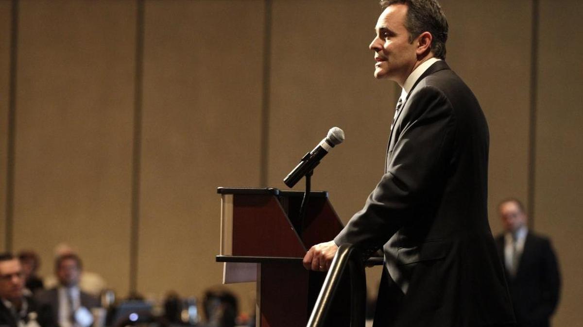 Gov. Matt Bevin spoke to the Kentucky Chamber during its legislative conference at the Griffin Gate Marriott Resort in Lexington Monday.