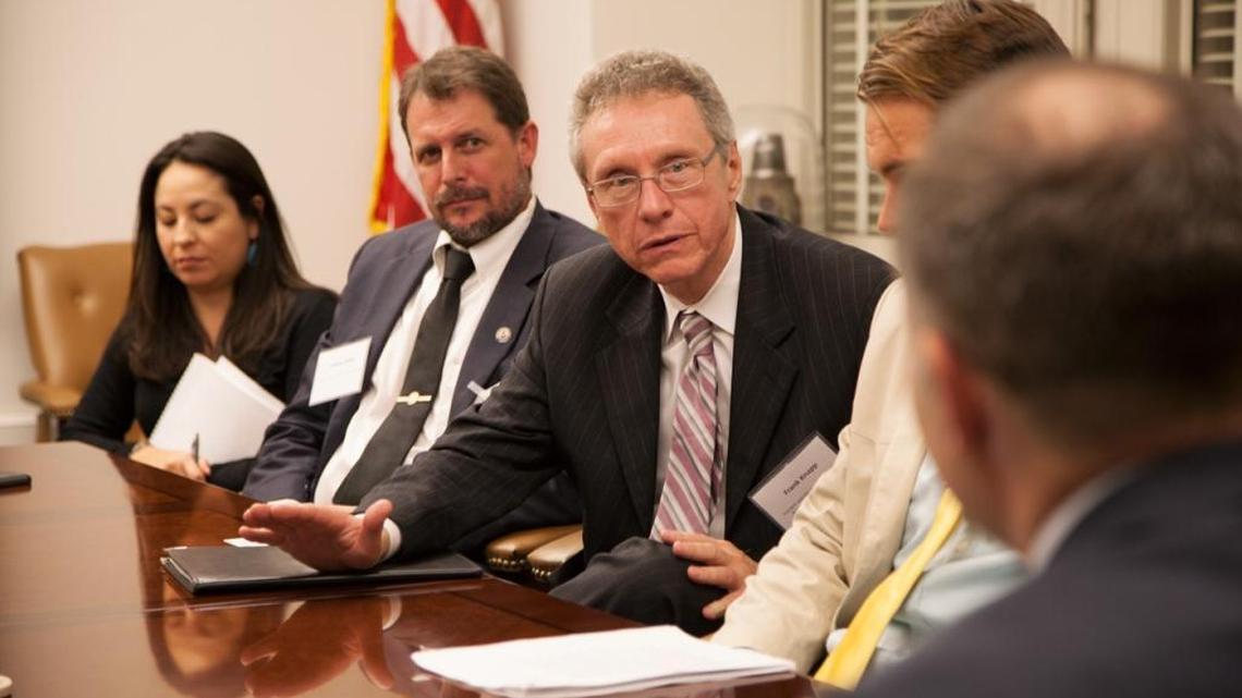 Frank Knapp, (center) president and CEO of the South Carolina Small Business Chamber of Commerce and the Business Alliance for Protecting the Atlantic Coast, meets with Department of Interior officials in Washington, DC in 2015.