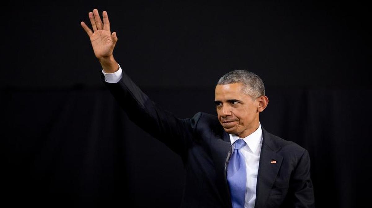 
President Barack Obama waves goodbye to the crowd after delivering a speech at the Safaricom Indoor Arena in the Kasarani area of Nairobi, Kenya Sunday, July 26, 2015. Obama is traveling on a two-nation African tour where he will become the first sitting U.S. president to visit Kenya and Ethiopia. 
