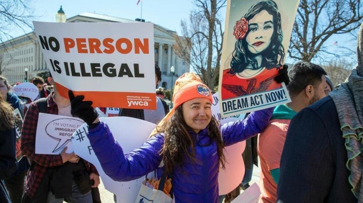 Deferred Action for Childhood Arrivals (DACA) recipients and other young immigrants march with supporters as they arrive at the Capitol in Washington for a rally last month.