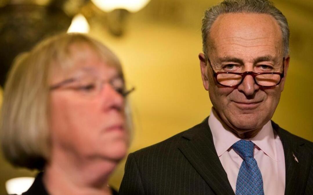 Sen. Patty Murray, D-Wash., left, and Sen. Charles Schumer, D-N.Y., this week urged Congress to approve a one-time $581 emergency payment for the more than 65 million retirees, veterans and disabled Americans who receive Social Security payments. Here, Murray and Schumer attend a news conference of Senate Democratic leaders on Capitol Hill in Washington, on May 17, 2016.