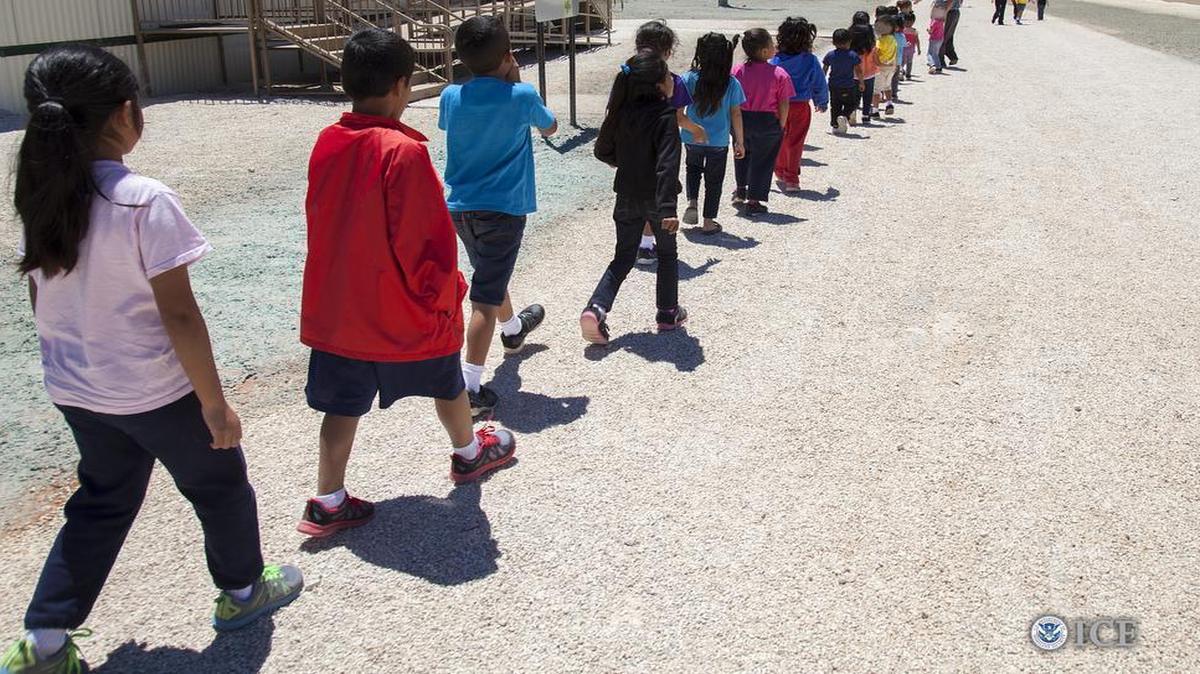
Children walk to class at the South Texas Family Residential Center in Dilley, Texas.

