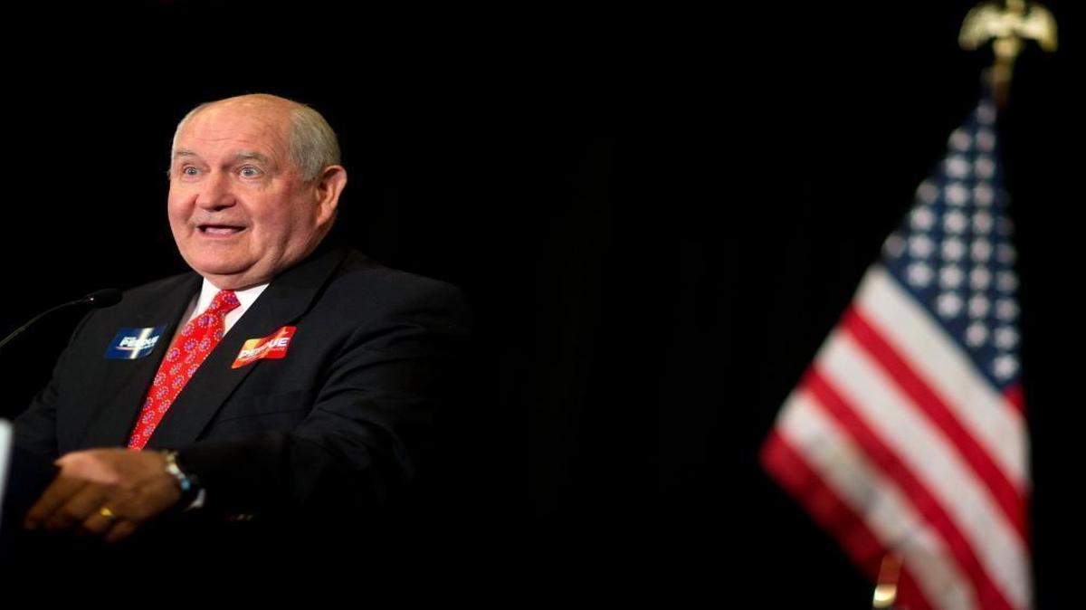 Former Georgia Gov. Sonny Perdue speaks in support of his cousin, Georgia Republican U.S. Senate candidate David Perdue, at an election night party, Tuesday, Nov. 4, 2014, in Atlanta.