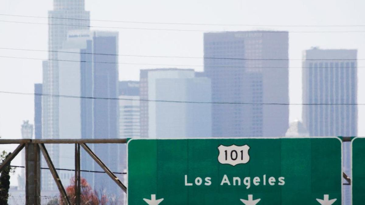 
The downtown Los Angeles skyline is seen from a freeway Wednesday, April 28, 2010. The U.S. Environmental Protection Agency on Thursday updated its standard on how much ozone -- smog -- will be allowed in the air.
