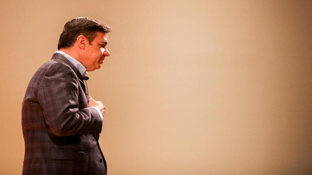 Congressman Raul Labrador speaks at a town hall at Meridian Middle School in Meridian, Idaho, Wednesday, April 19, 2017. Labrador, an Idaho Republican, is a member of the House Freedom Caucus, which drew the ire of President Donald Trump last month during the health care battle.