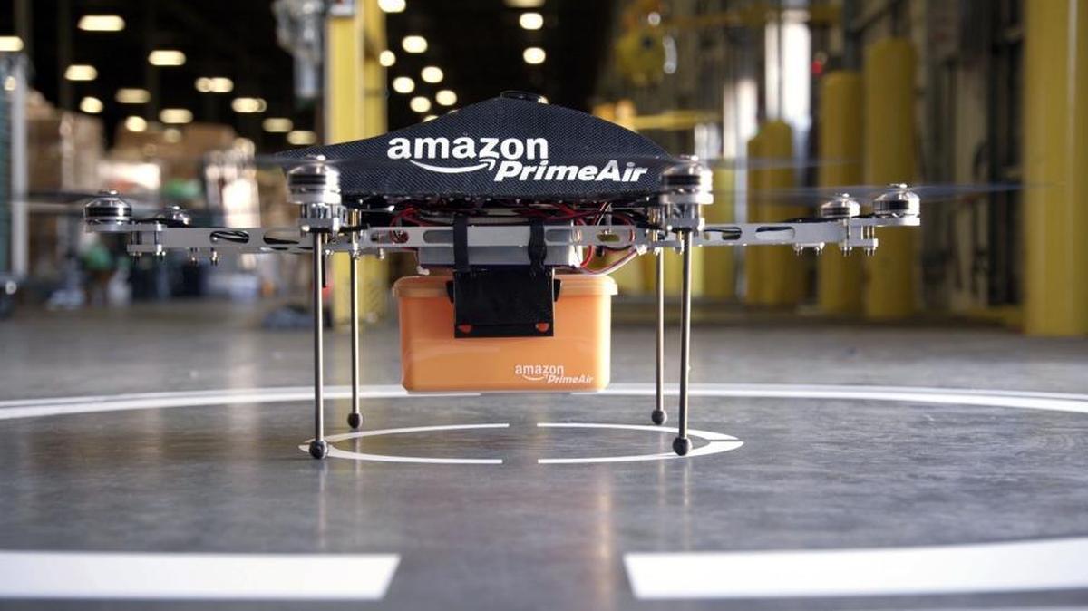 This undated image provided by Amazon.com shows the so-called Prime Air unmanned aircraft project that Amazon is working on in its research and development labs. Similar Amazon drones are already delivering packages in the United Kingdom.