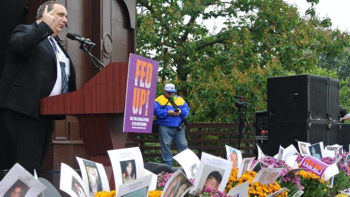 Leonard Campanello, the police chief of Gloucester, Mass., speaks at the third annual Fed Up! Rally in Washington on Oct. 3, 2015. He started offering treatment to heroin addicts who walk into his station instead of arrest, even if they have drugs on them. According to the Fed Up! website, almost 3,000 people attended the rally, including Fed Up! committee member Michele McTiernan-Gleason, from Connect the Pieces in Boise, Idaho.