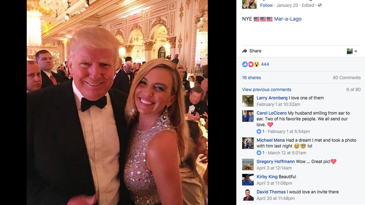 Lynn Aronberg and President Donald Trump pose for a photo.