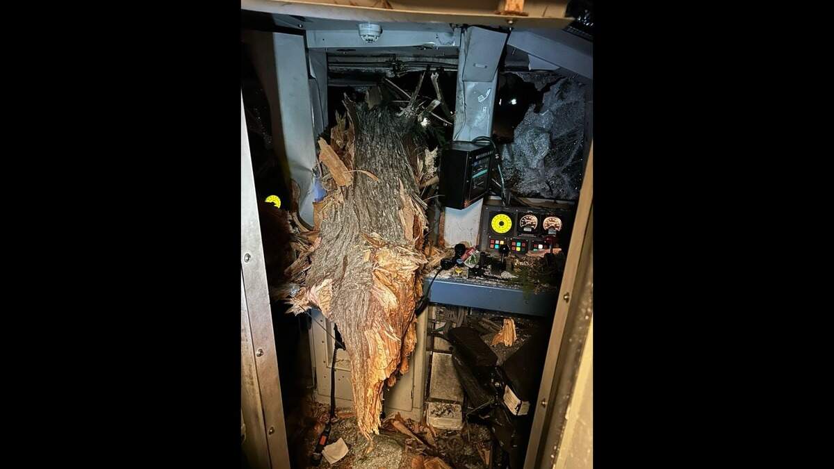 The damaged Amtrak train is pictured.