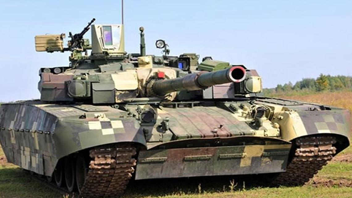An Oplot tank, manufactured by Ukraine’s state-owned UkrOboronProm arms factory. The factory is producing the tanks at a furious pace as Ukraine’s military rebuilds.