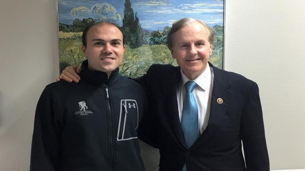 Pastor Saeed Abedini met with U.S. Rep. Robert Pittenger of North Carolina at Landstuhl Regional Medical Center in Germany on Jan. 19, 2016.