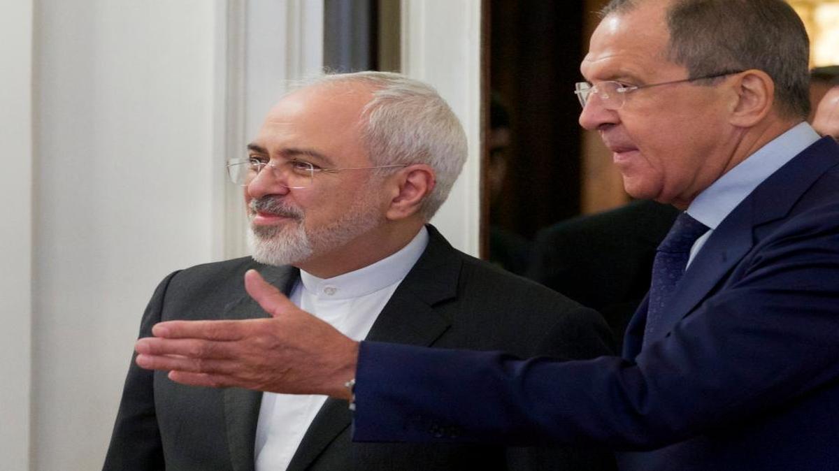 
Russian Foreign Minister Sergey Lavrov, right, welcomes his Iranian counterpart Mohammad Javad Zarif in Moscow on Monday, Aug. 17, 2015. The two held talks on implementation of the nuclear deal and on international efforts to mediate the conflict in Syria.
