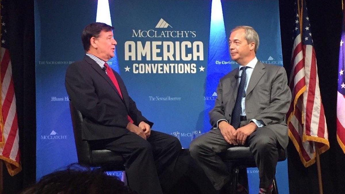 McClatchy Political Editor Steve “Buzz” Thomma hosts a live conversation at 9 a.m. at the Republican National Convention with Nigel Farage, Leader of U.K. Independence Party and Member of the European Parliament.