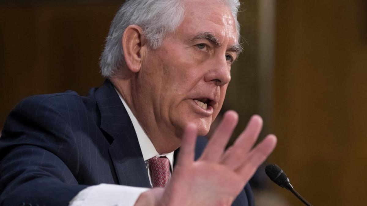 Secretary of State-designate Rex Tillerson testifies on Capitol Hill.
