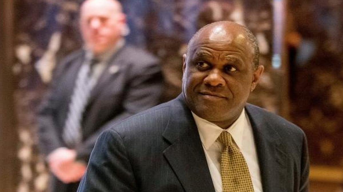 Lockheed Martin Senior Vice President Leo MacKay Jr. arrives at Trump Tower in New York, Tuesday, Jan. 3, 2017.